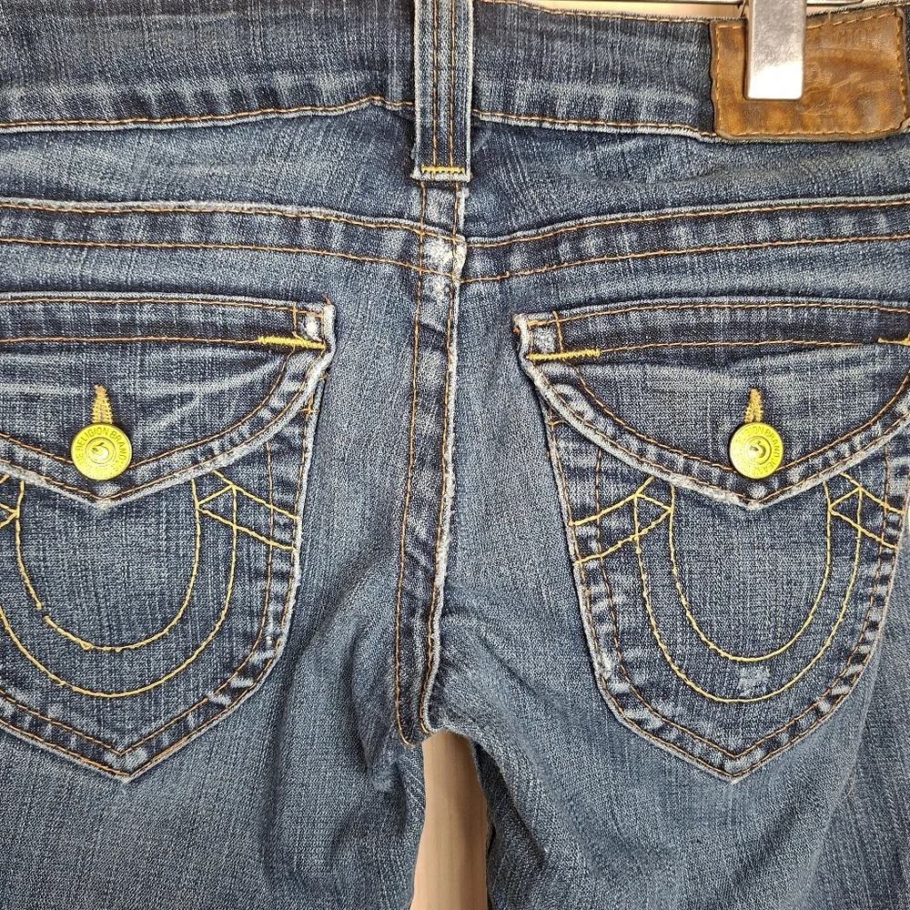 Vintage True Religion Women's Joey Twist Seam Flare Jeans Flap Pocket Sz 28 - Picture 9 of 14